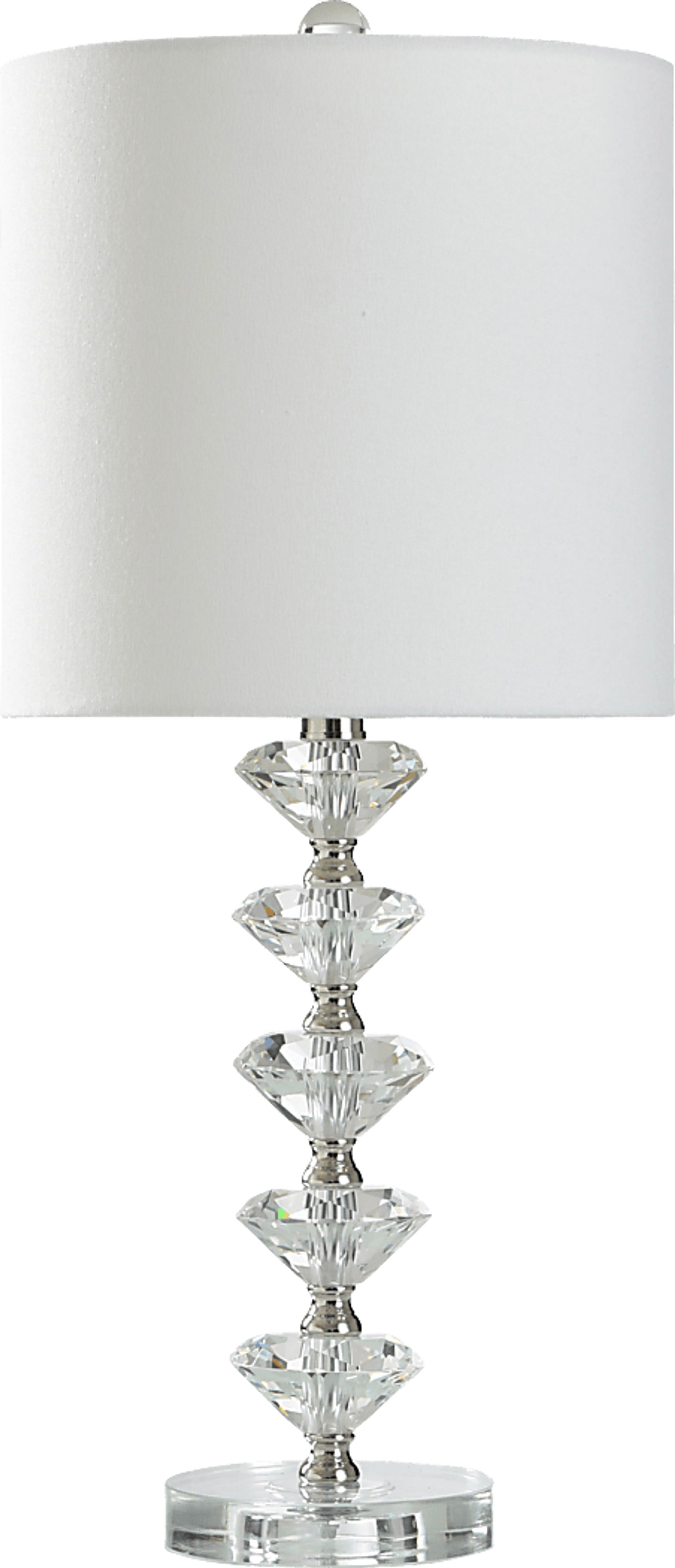 Kids Dance Decor Silver Stacked Crystal Table Lamp - Image 1