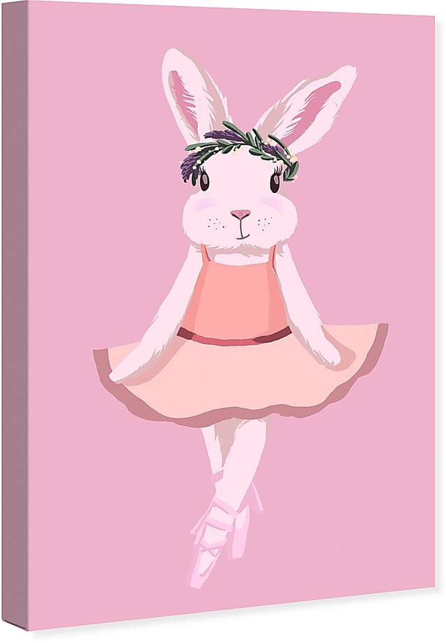 Kids Dancing Ballerina Bunny Pink Medium Wall Art - Thumbnail - Image 2
