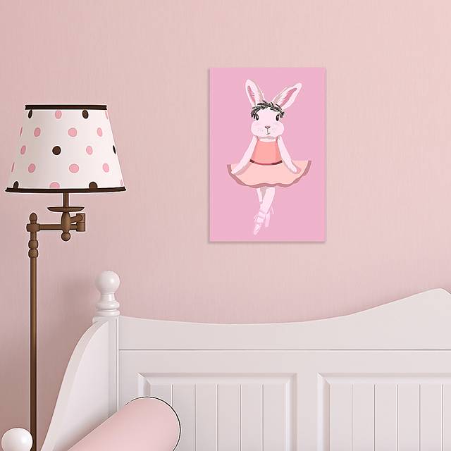 Kids Dancing Ballerina Bunny Pink Medium Wall Art - Thumbnail - Image 3