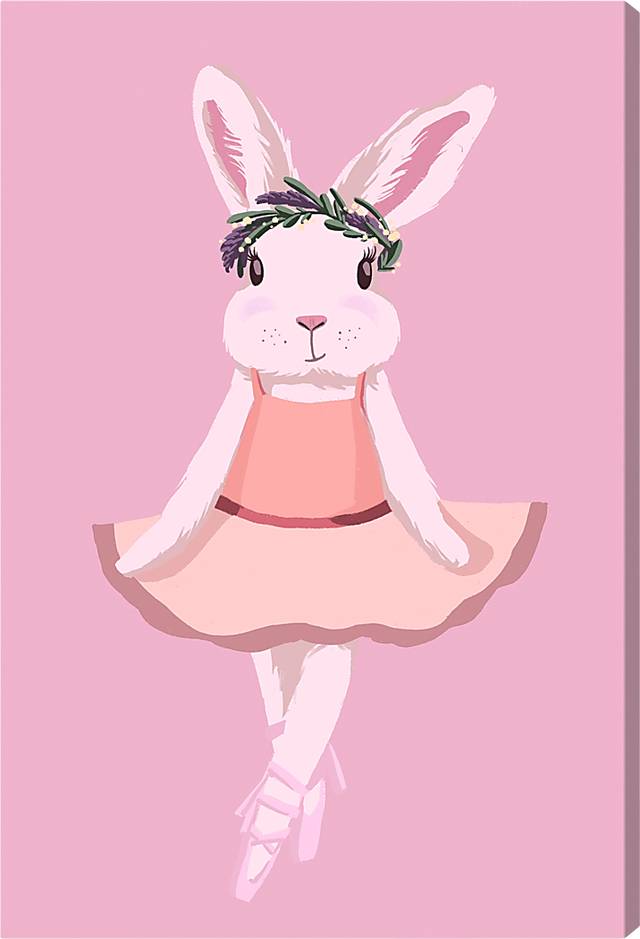Kids Dancing Ballerina Bunny Pink Medium Wall Art - Thumbnail - Image 1