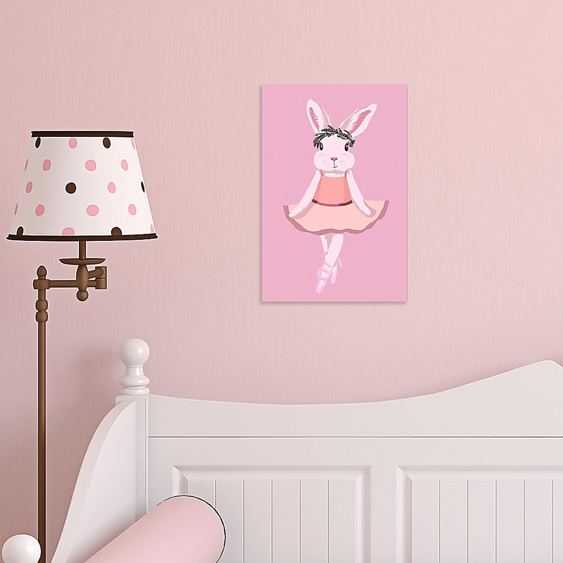 Kids Dancing Ballerina Bunny Pink Small Wall Art - Image 3