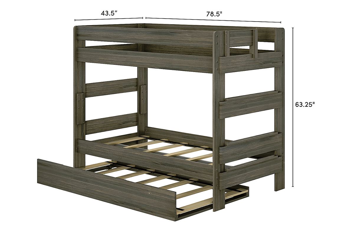 Darja II Brown Dark Wood Twin/Twin Bunk Bed With Trundle | Rooms to Go