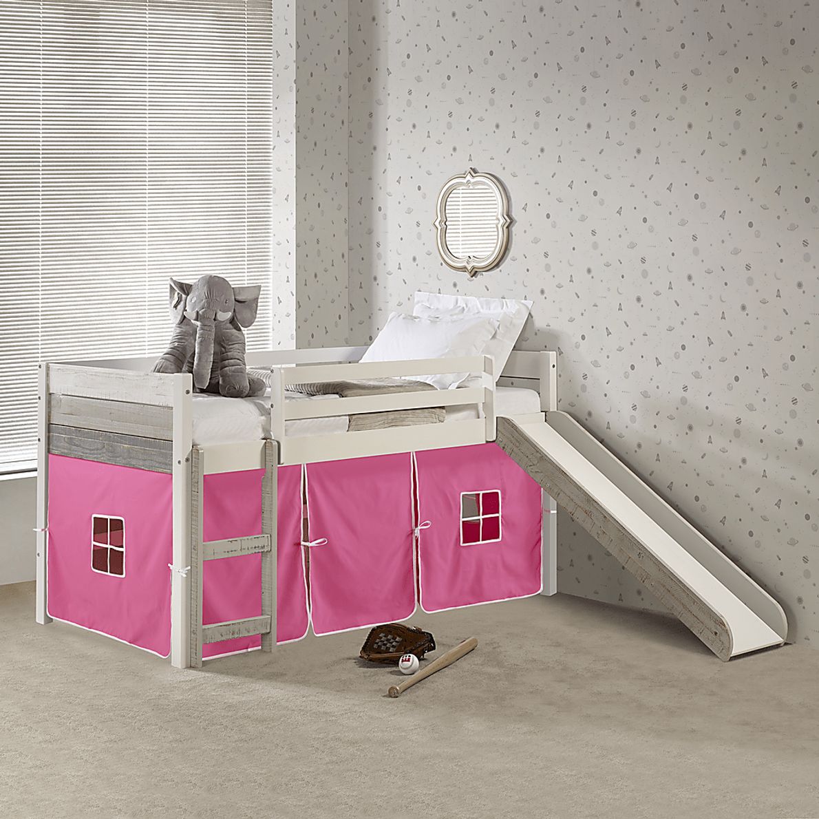 Kids Debuel Pink Twin Tent Loft Bed
