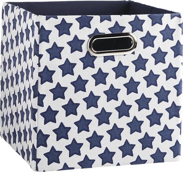 Kids Decorative Baseball Stars White Square Storage Bin - Thumbnail - Image 1