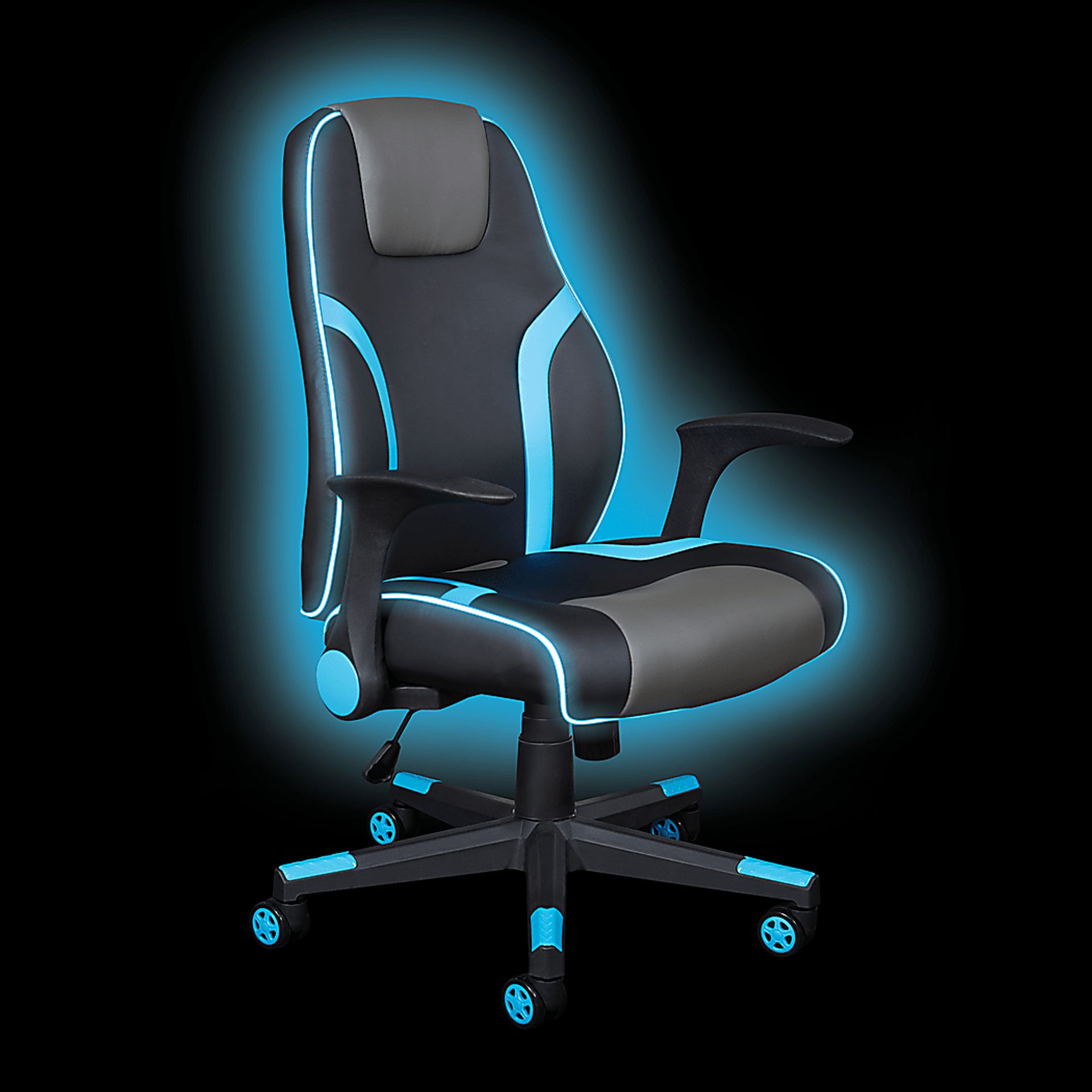Kids Delenn Black/Blue LED Gaming Chair - Image 2