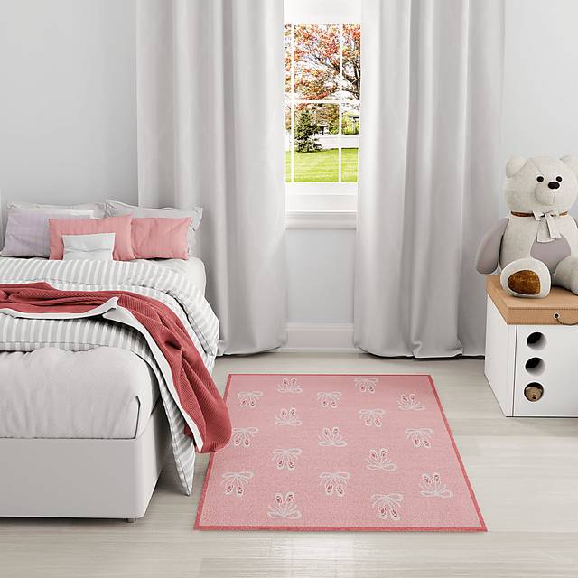 Kids Demure Bow Pink 4' x 6' Rug - Thumbnail - Image 3