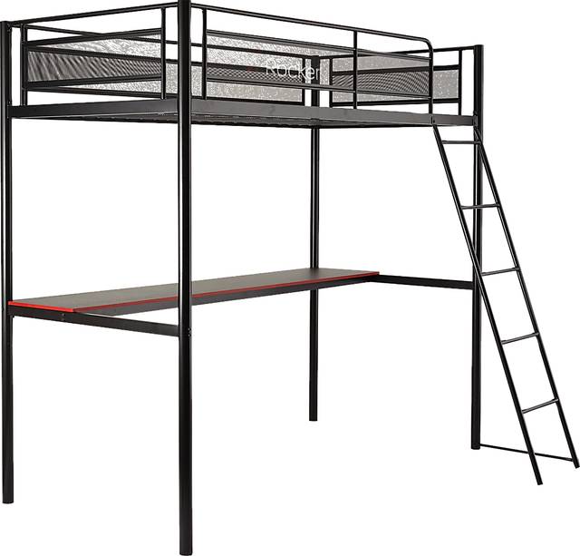 Kids Desonee Black Twin Gaming Loft Bed - Thumbnail - Image 1