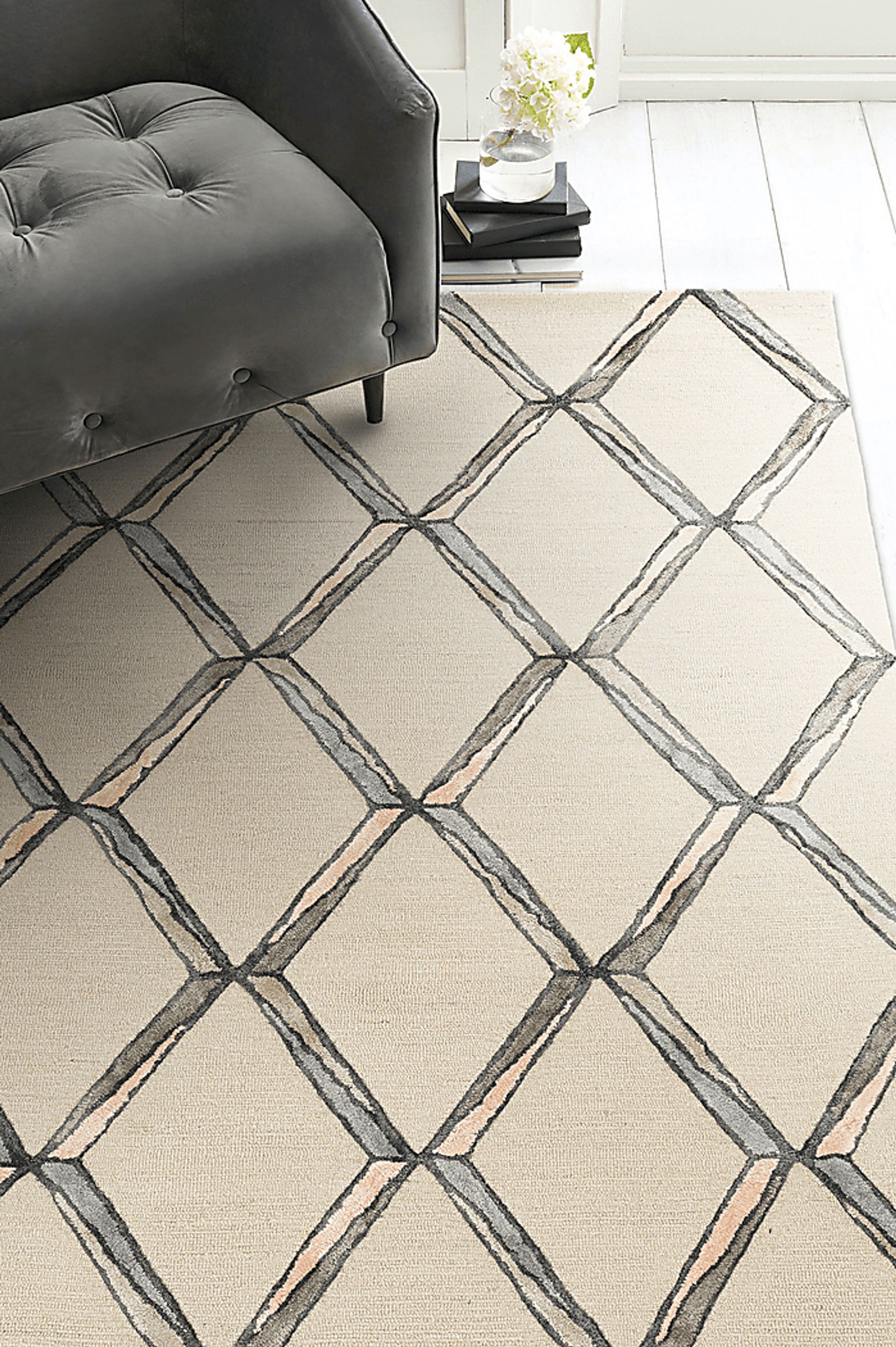 Kids Diamond Basic Cream  5' x 7' Rug - Image 4