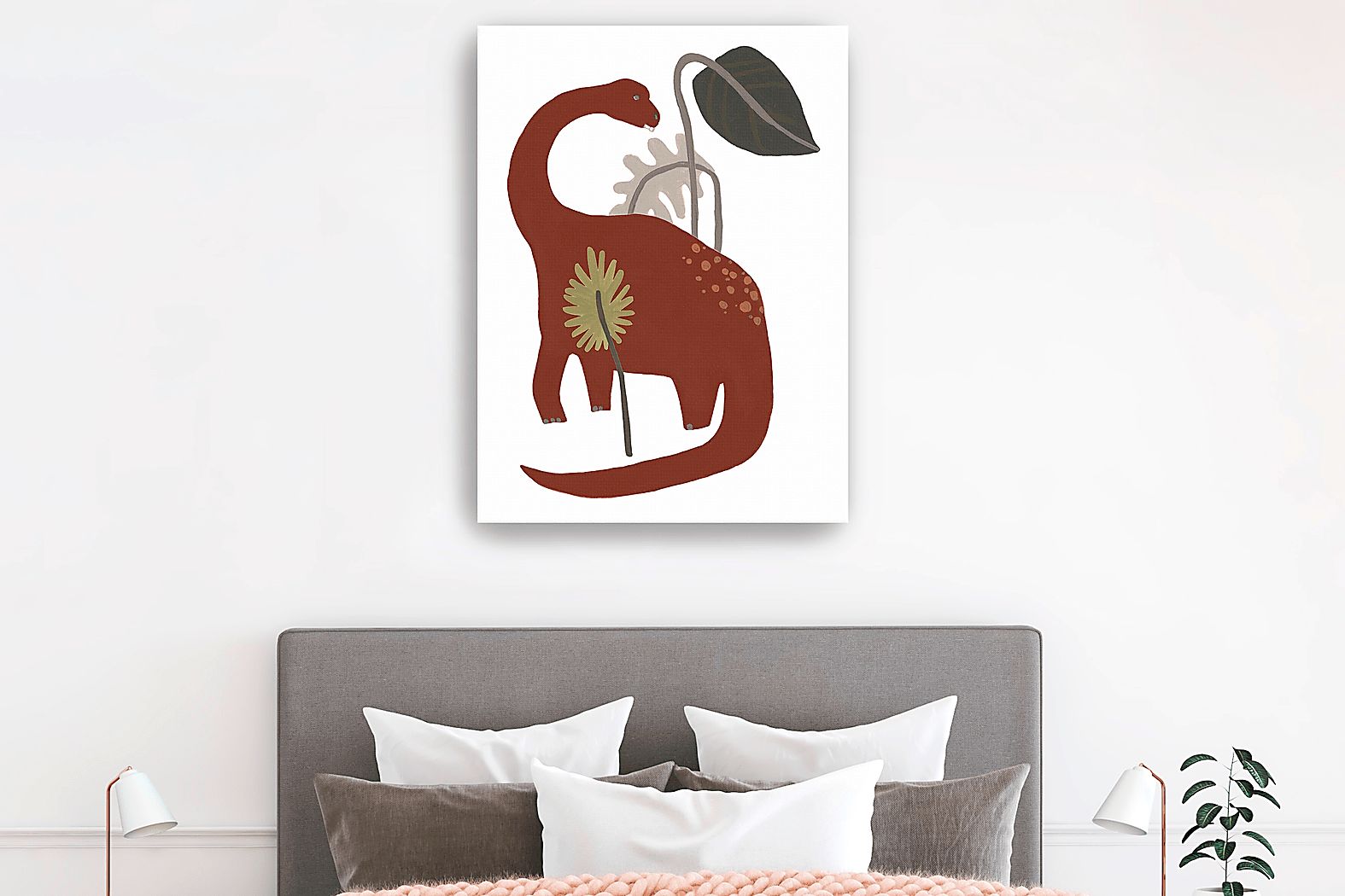 Kids Dino Dinner III White Artwork