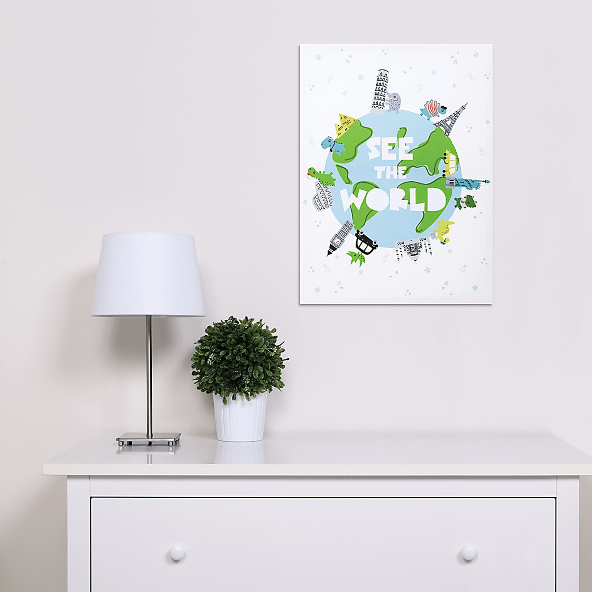 Kids Dino Globe Blue Artwork - Image 2