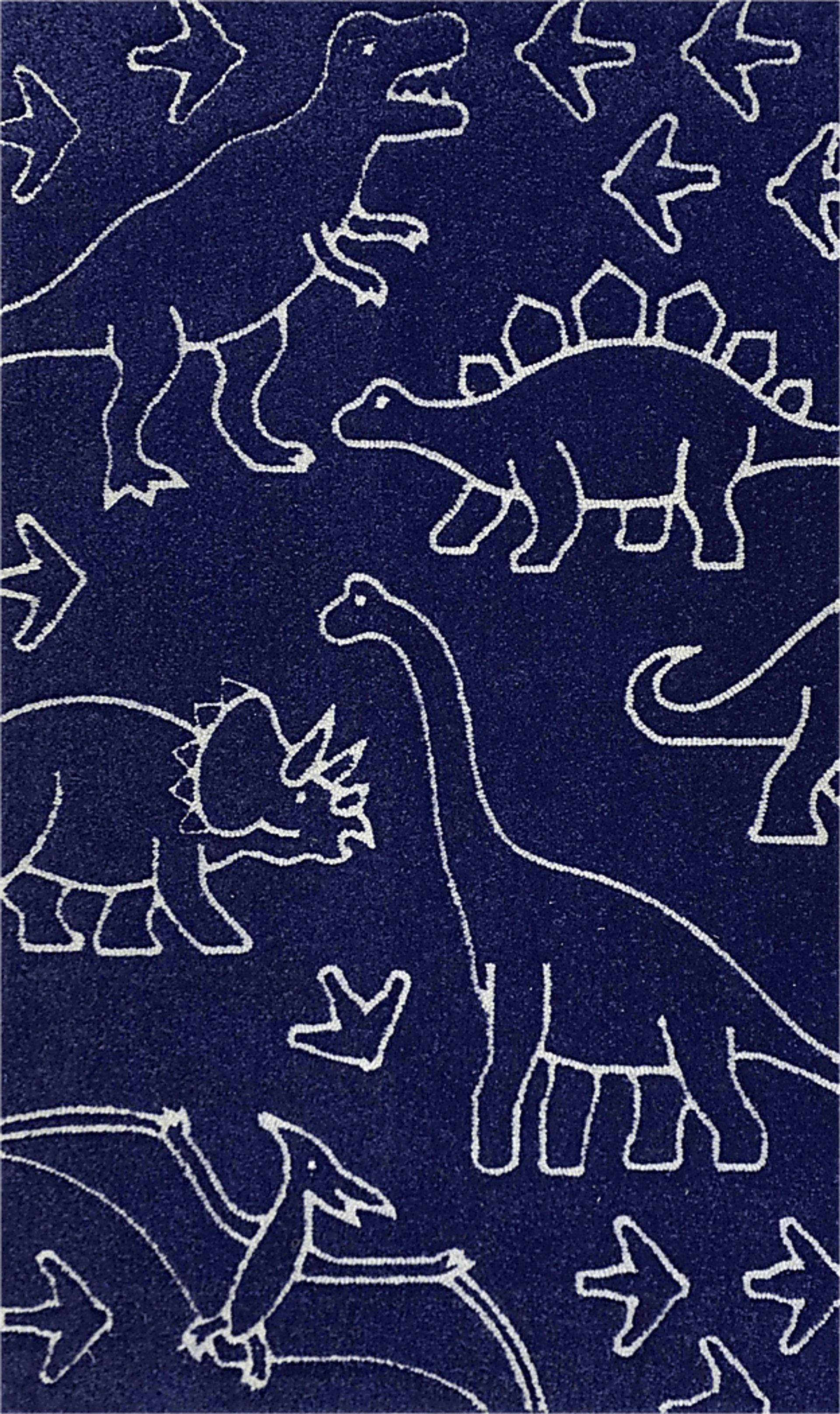 Kids Dino Haven Indigo 2'8 x 4'8 Rug - Image 1