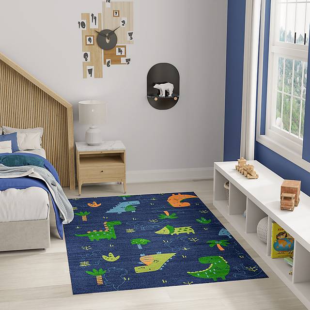 Kids Dino Jungle Navy 4' x 6' Rug - Thumbnail - Image 2
