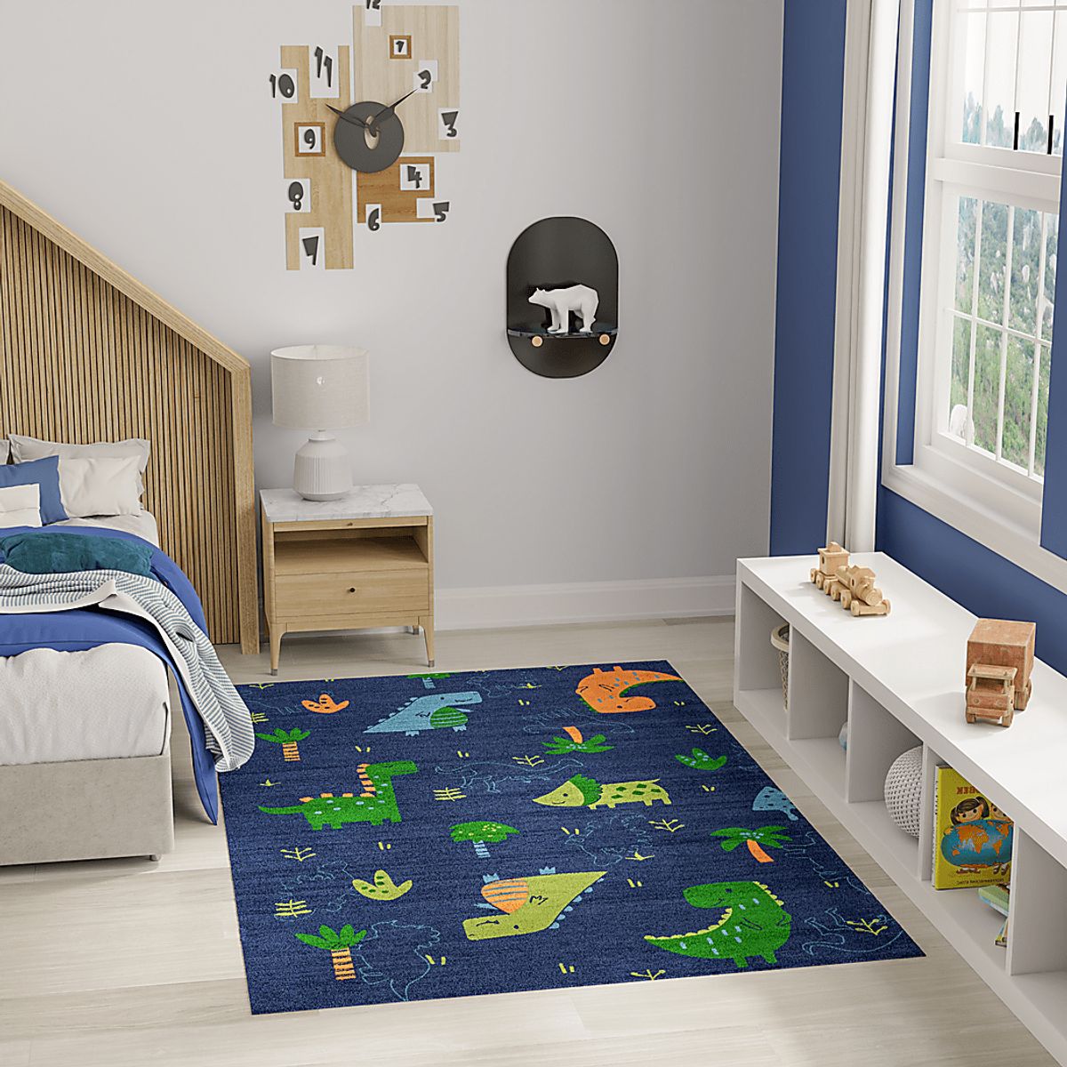 Dino Jungle Navy Blue Rugs | Rooms to Go