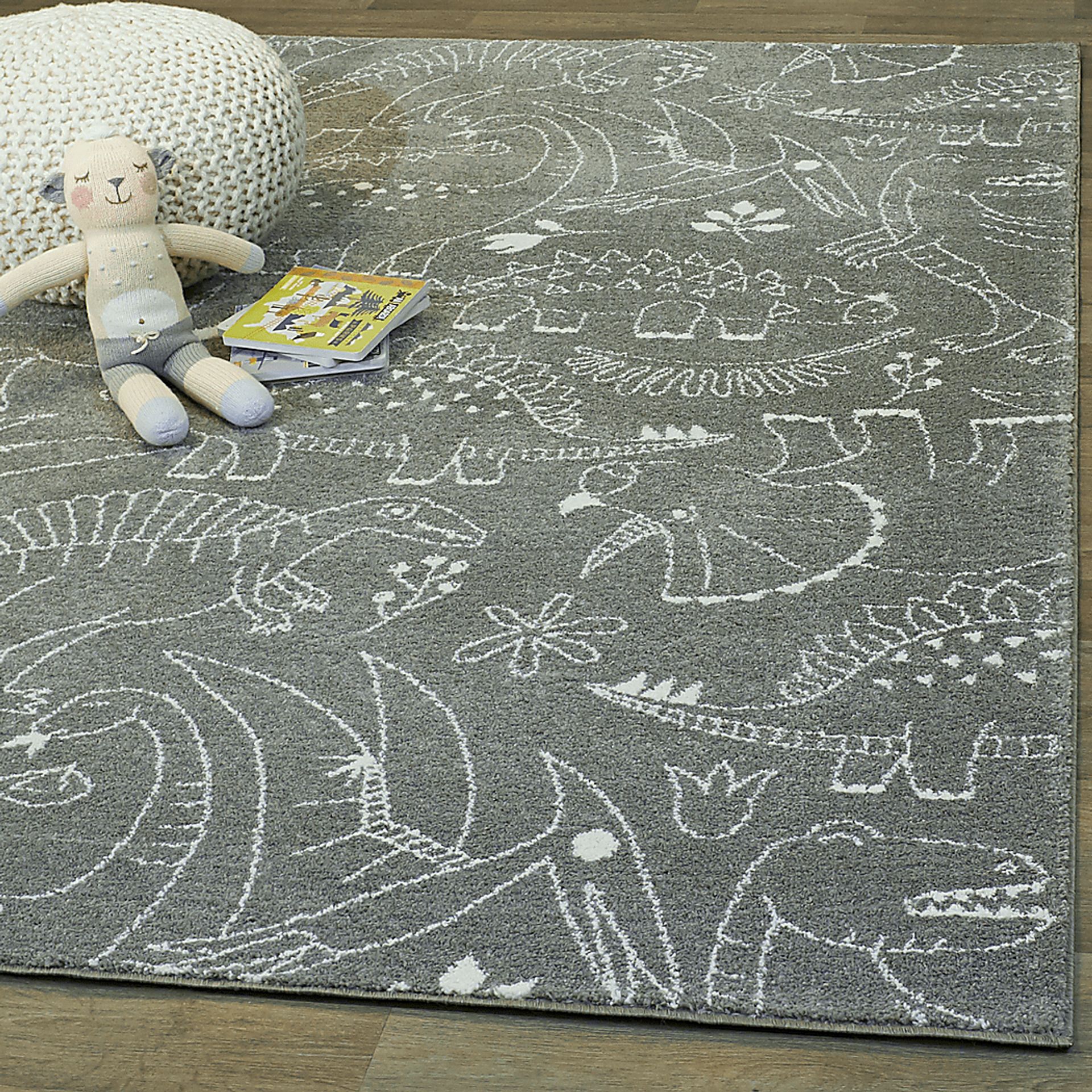 Kids Dino Park Gray 3'11 x 5'7 Rug - Image 2