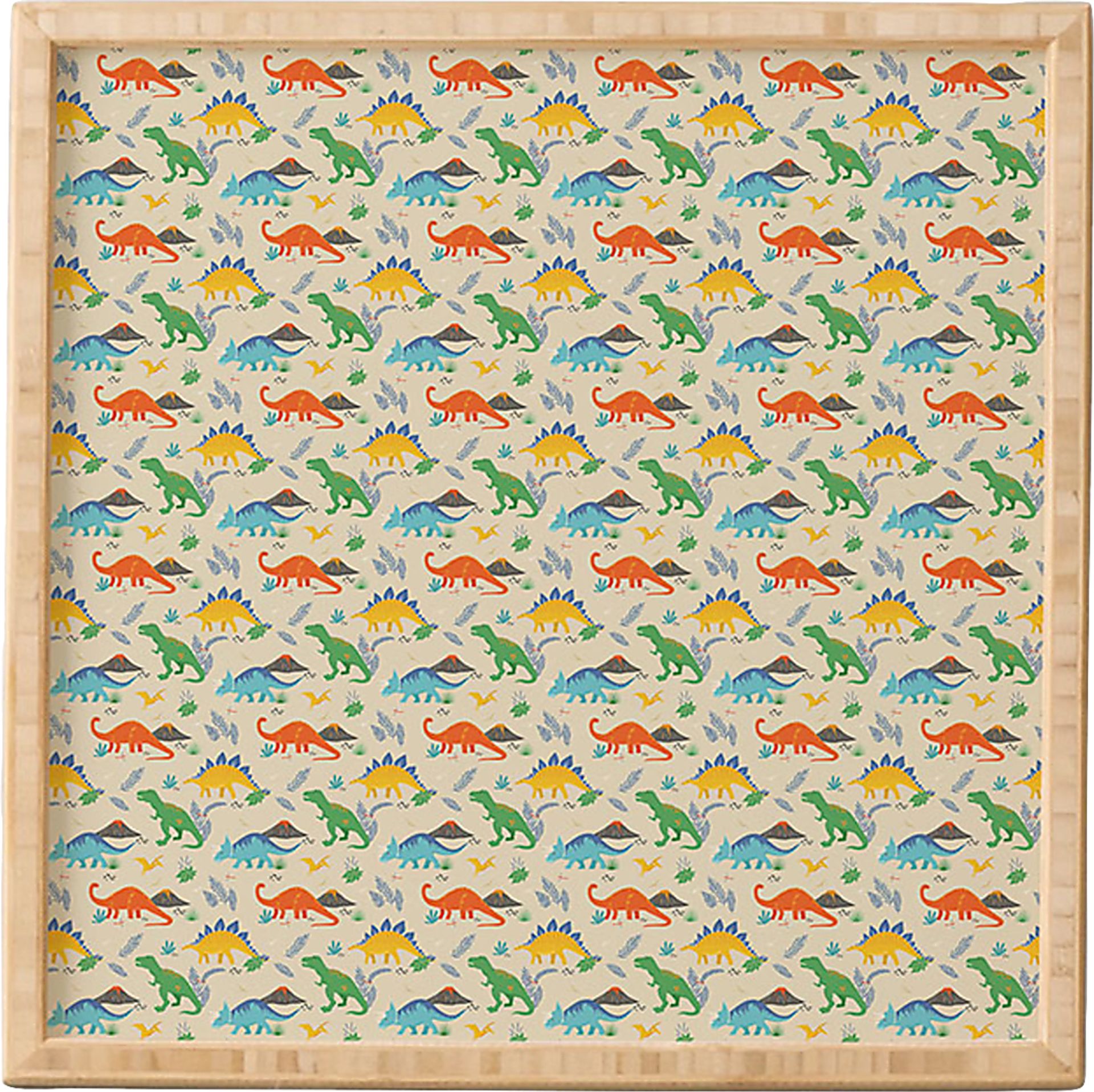 Kids Dino Play Beige Framed Wall Art - Image 1