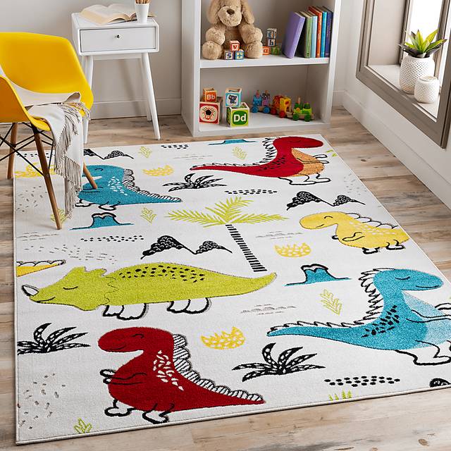 Kids Dino Vacation White 5' x 7' Rug - Thumbnail - Image 6