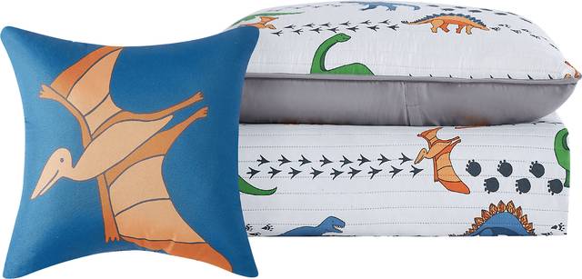 Kids Dino Venture White 4 Pc Full Quilt Set - Thumbnail - Image 2
