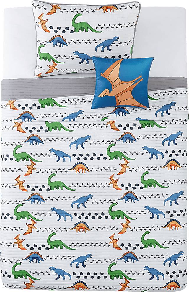 Kids Dino Venture White 4 Pc Full Quilt Set - Thumbnail - Image 4