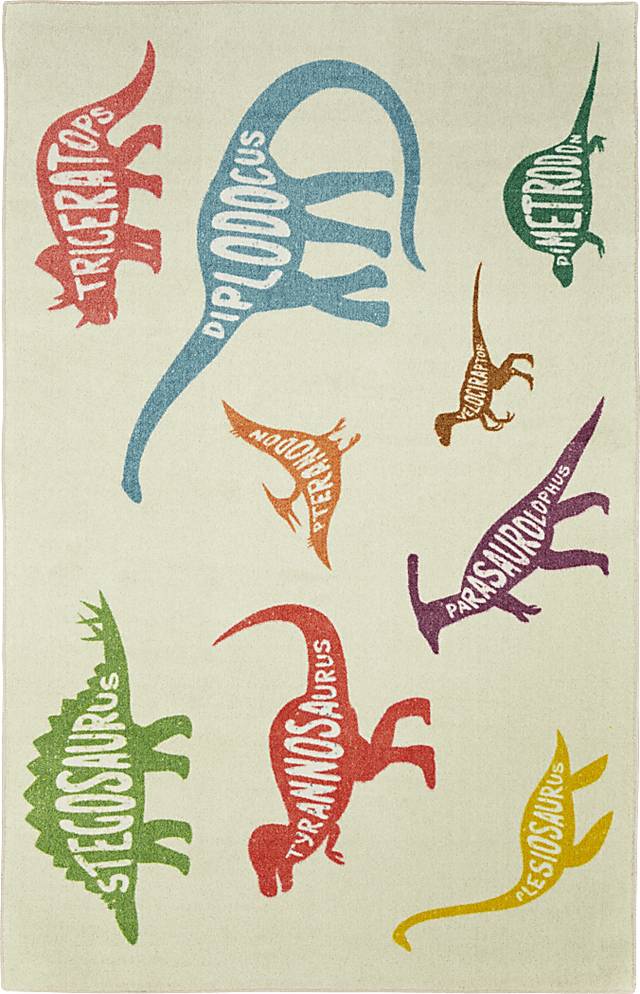 Kids Dino World White 3' x 5' Rug - Thumbnail - Image 1