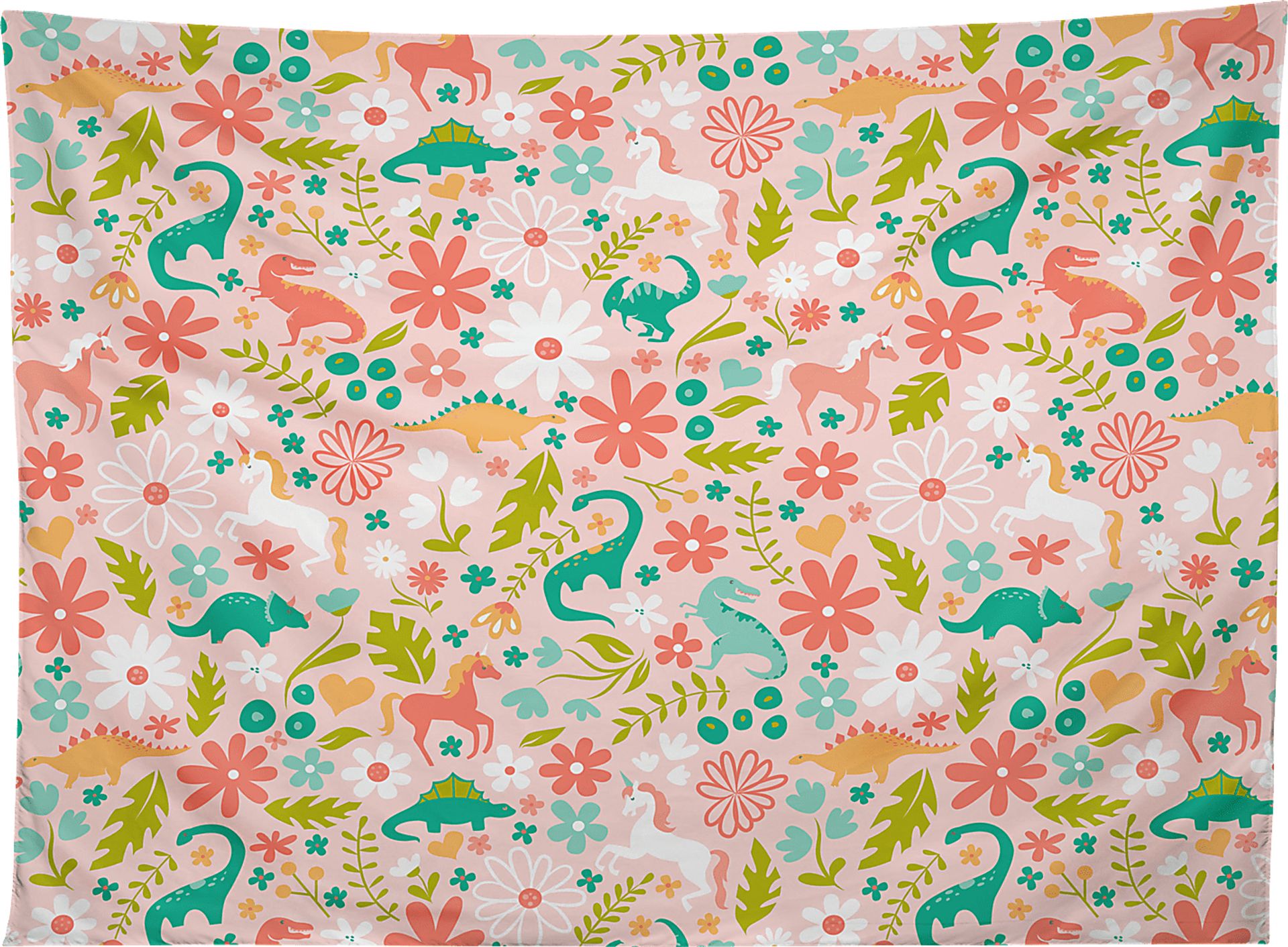 Kids Dinos and Unicorns Pink Wall Decor - Image 1