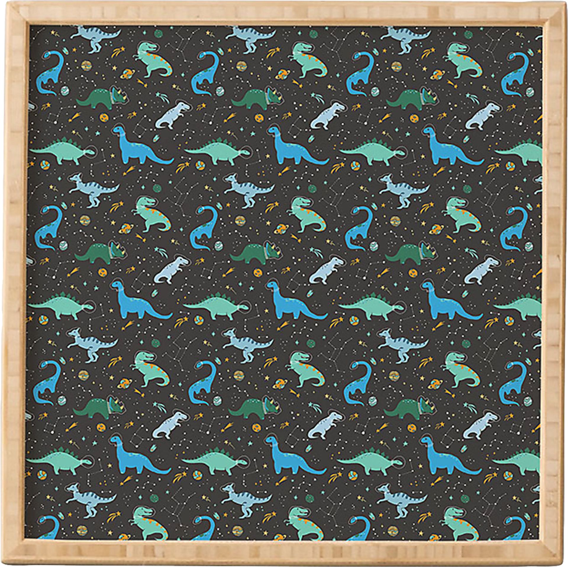 Kids Dinos In Space Black Framed Wall Art - Image 1