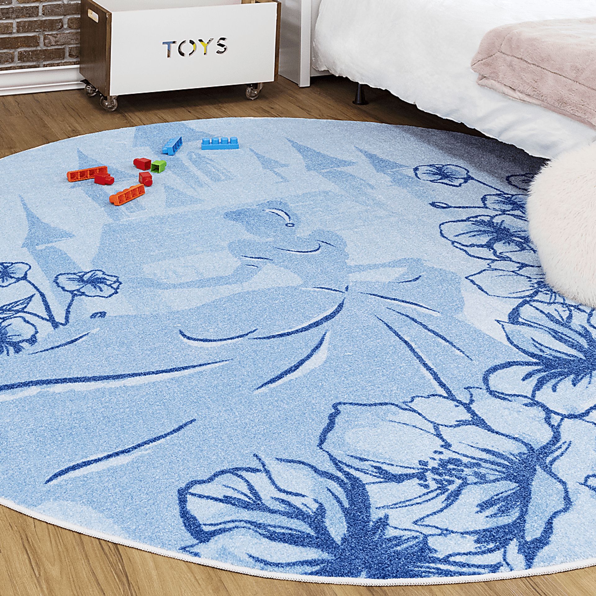 Kids Disney Cinderella Castle Light Blue 5' Round Rug - Image 3