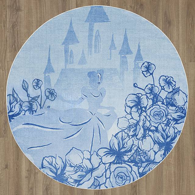 Kids Disney Cinderella Castle Light Blue 5' Round Rug - Thumbnail - Image 4