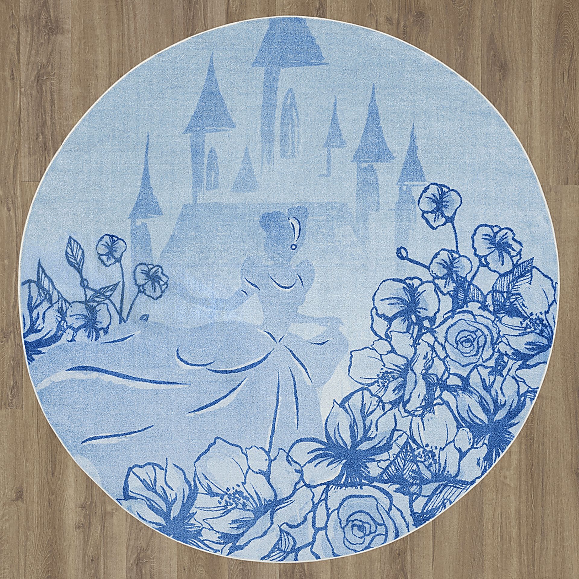 Kids Disney Cinderella Castle Light Blue 5' Round Rug - Image 4