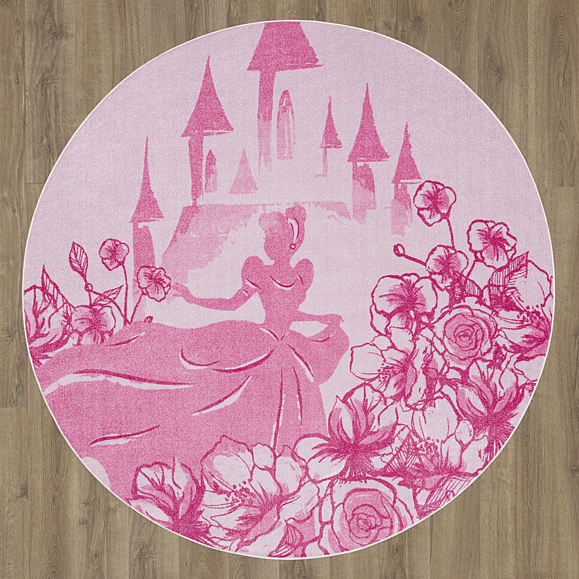 Kids Disney Cinderella Castle Pink 8' Round Rug - Image 4