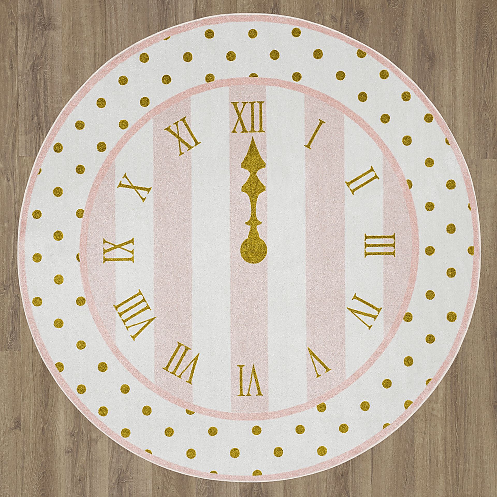 Kids Disney Cinderella Clock Light Pink 8' Round Rug - Image 4