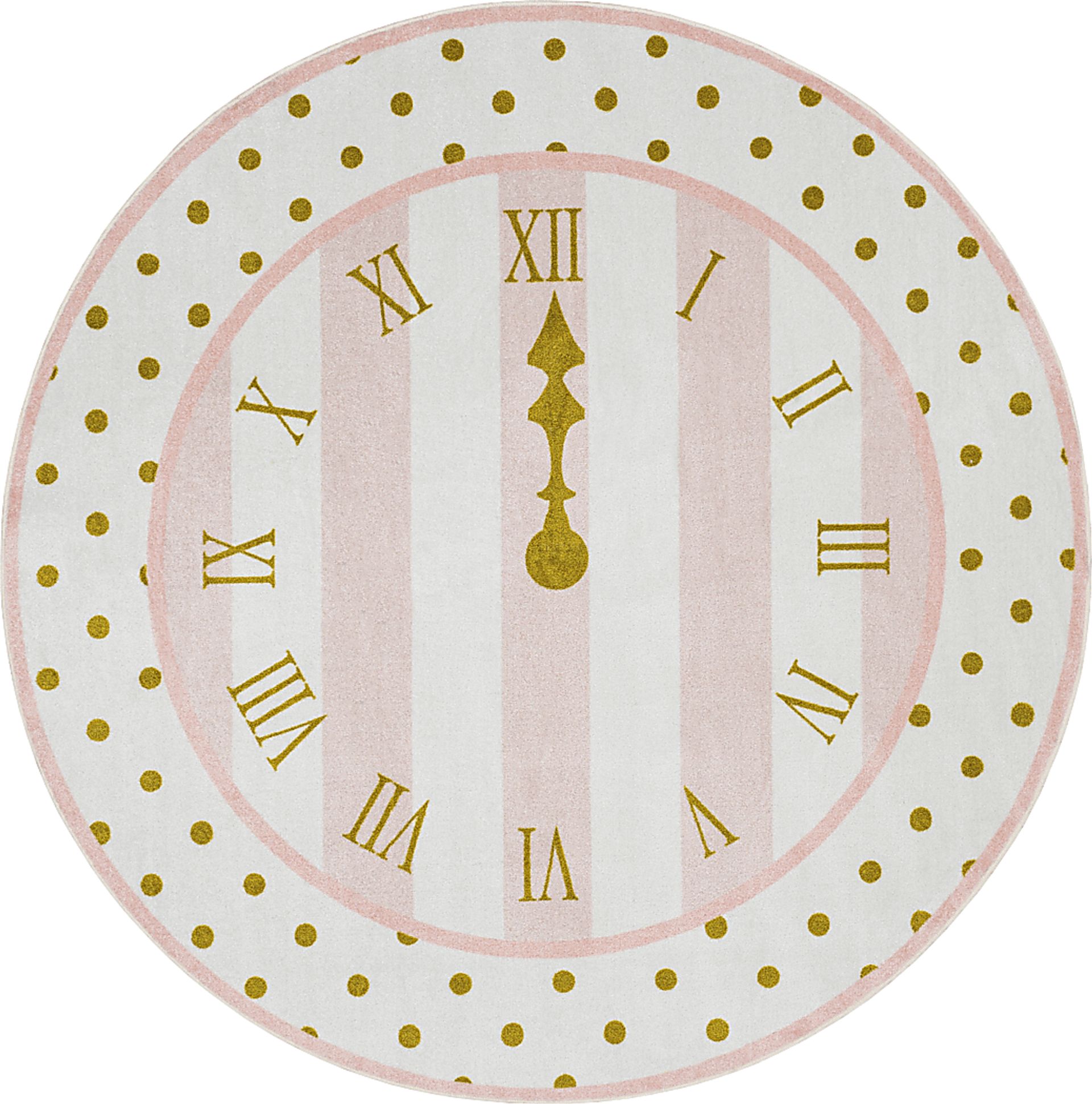 Kids Disney Cinderella Clock Light Pink 8' Round Rug - Image 1