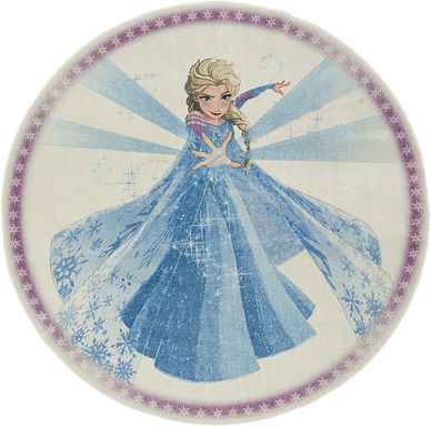 Kids Disney Elsa Spell Blue 5' Round Rug