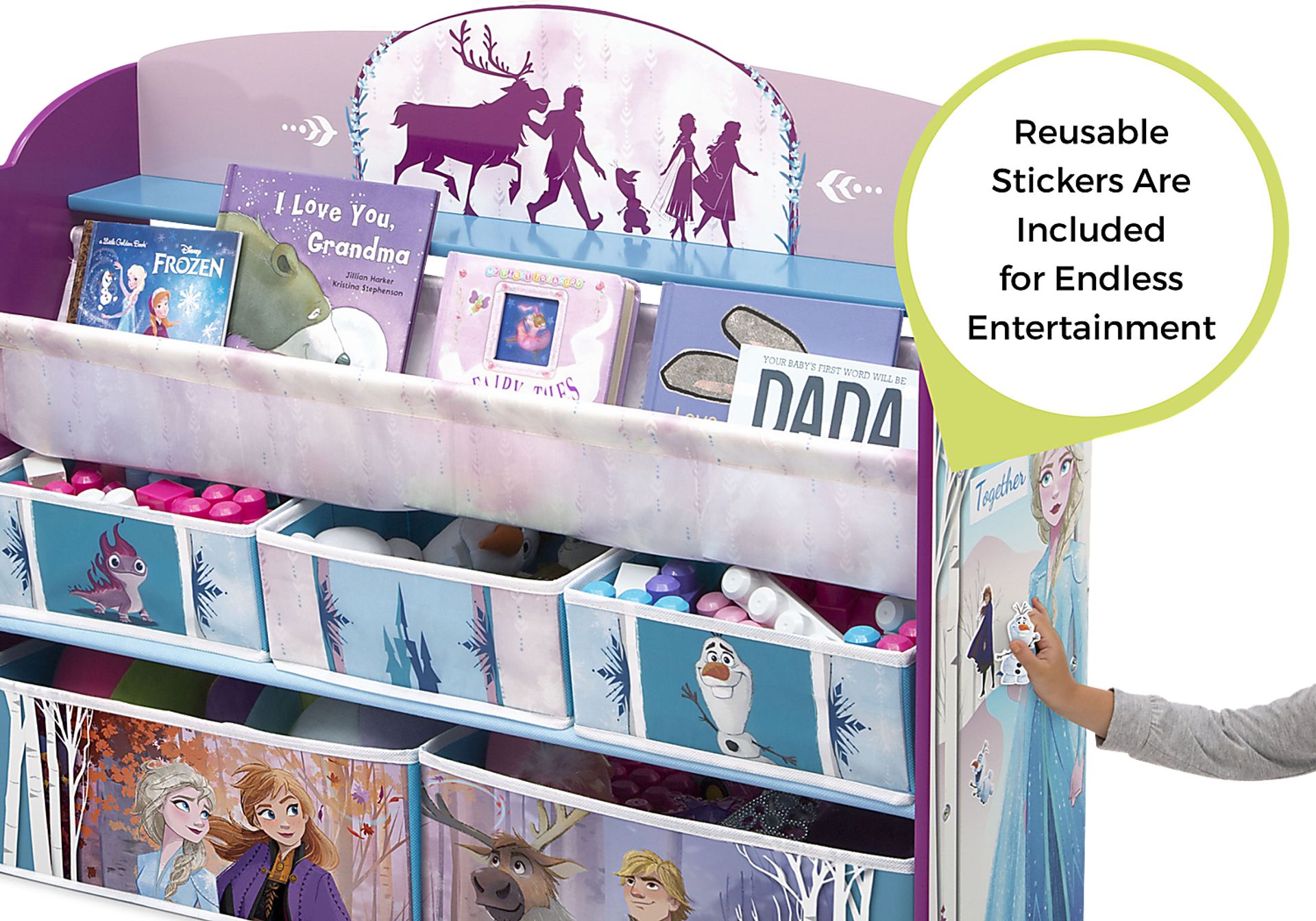 Kids Disney Frozen II Lilac Bookcase and Toy Organizer - Image 2