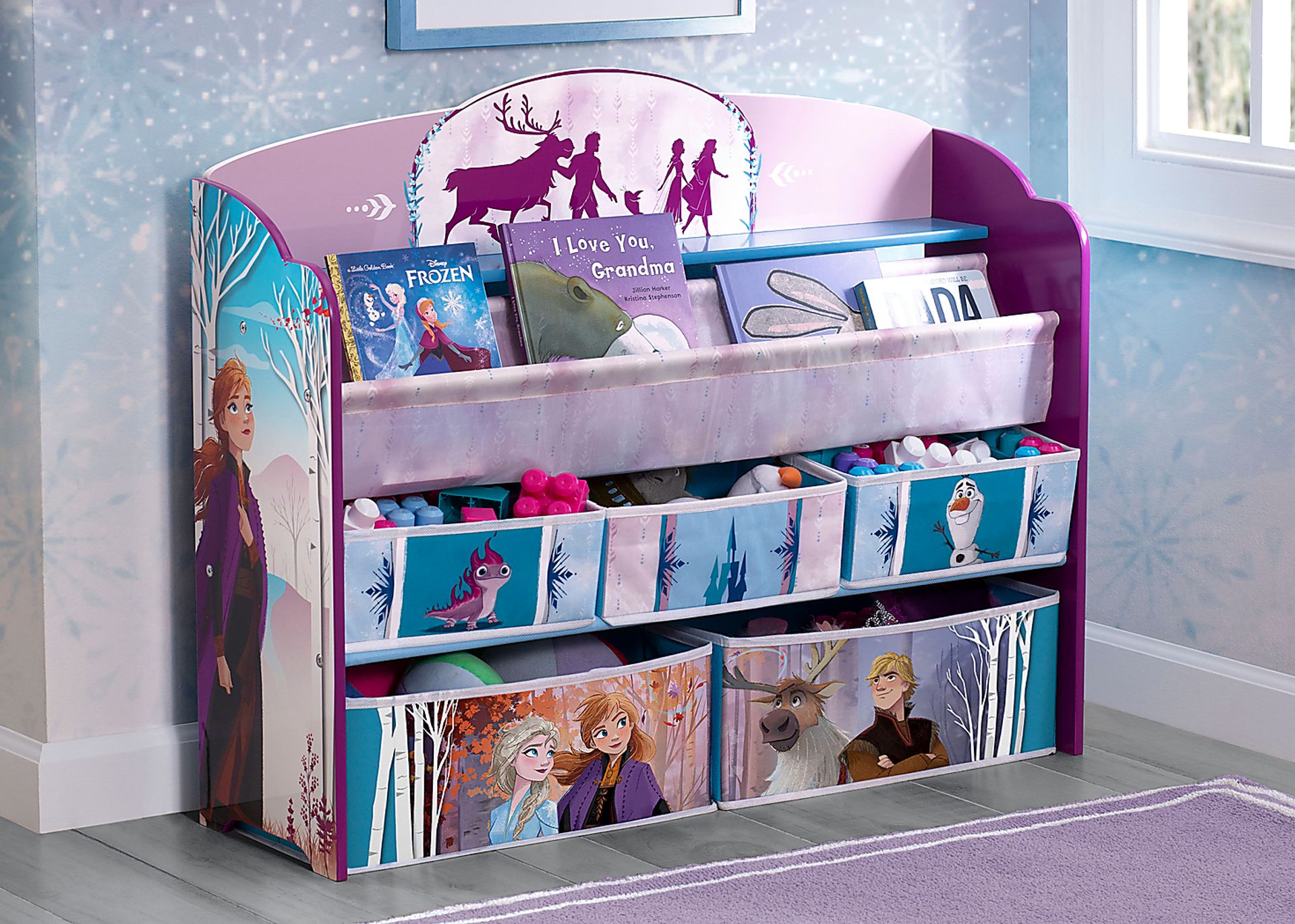 Kids Disney Frozen II Lilac Bookcase and Toy Organizer - Image 6