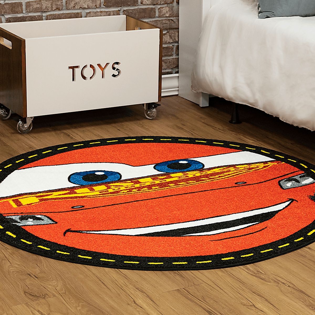 Disney Lightning Mcqueen Red Polyester Fabric Rug | Rooms to Go