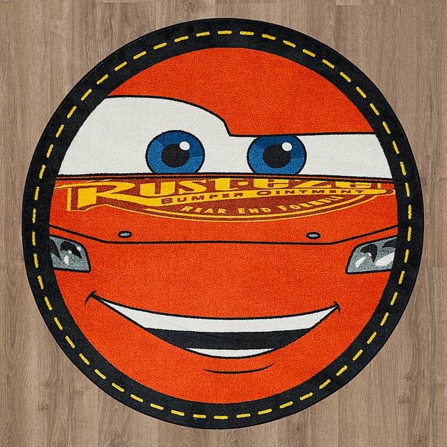 Kids Disney Lighting McQueen Red 5' Round Rug - Thumbnail - Image 4