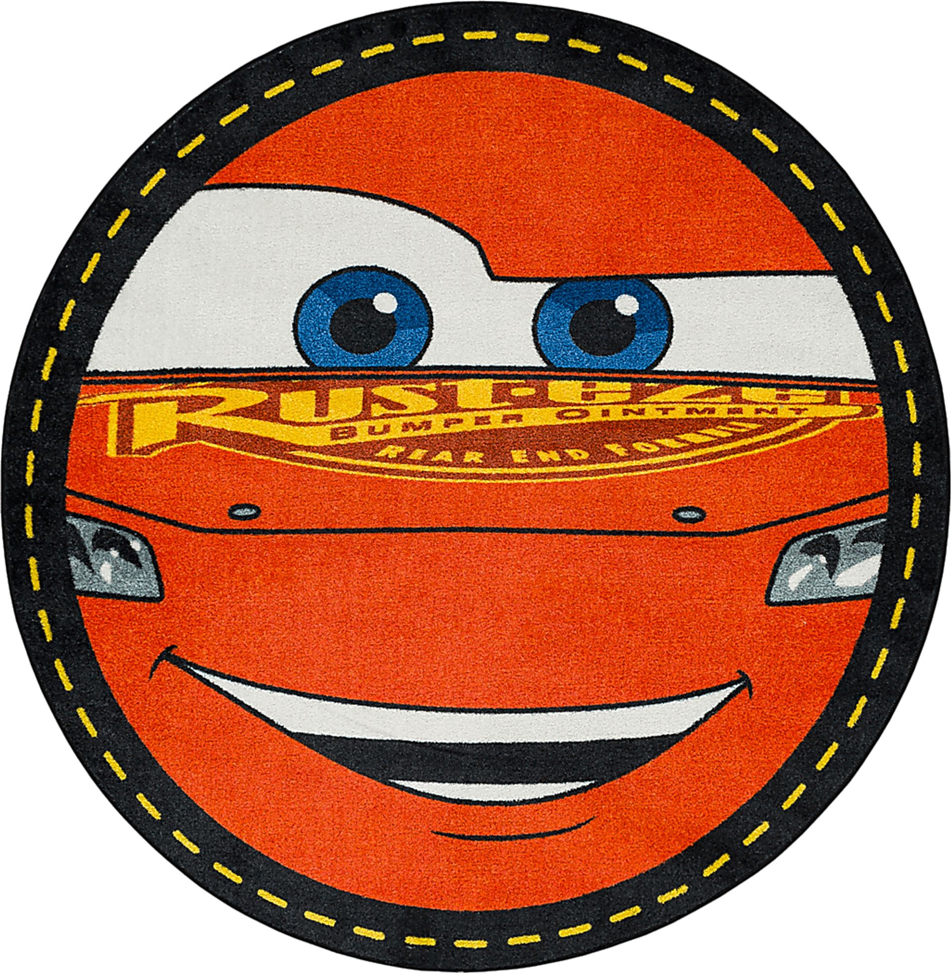 Kids Disney Lighting McQueen Red 5' Round Rug - Image 1