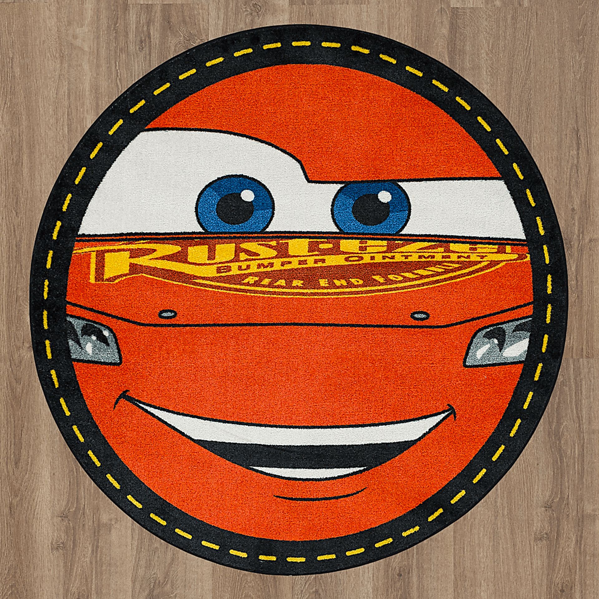 Kids Disney Lighting McQueen Red 8' Round Rug - Image 4