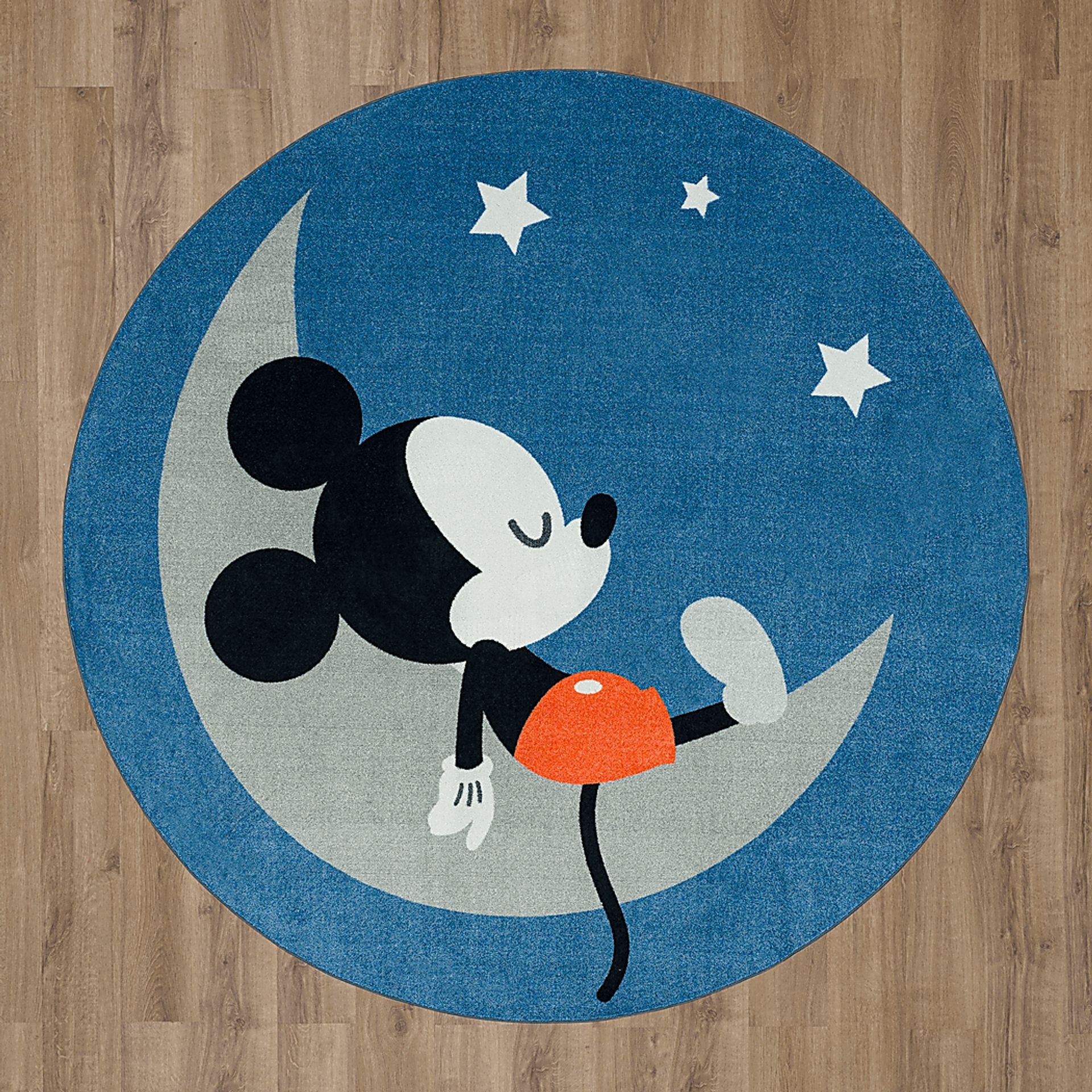 Kids Disney Baby Mickey Mouse Sleepy Moon Blue 5' x 5' Rug - Image 4