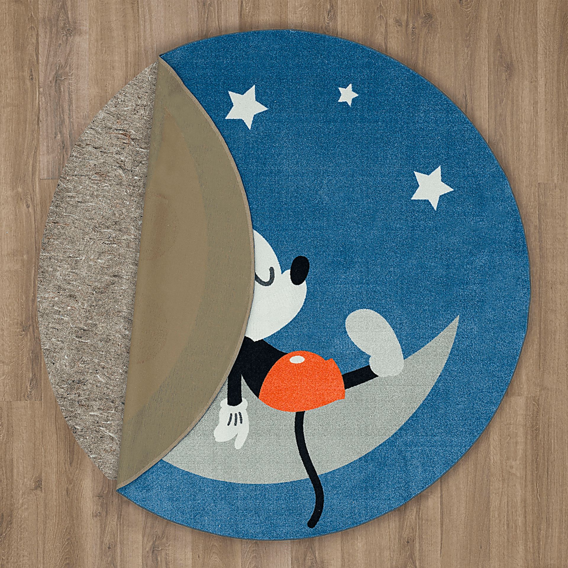 Kids Disney Baby Mickey Mouse Sleepy Moon Blue 5' x 5' Rug - Image 5