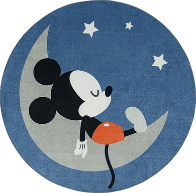 Kids Disney Baby Mickey Mouse Sleepy Moon Blue 5' x 5' Rug