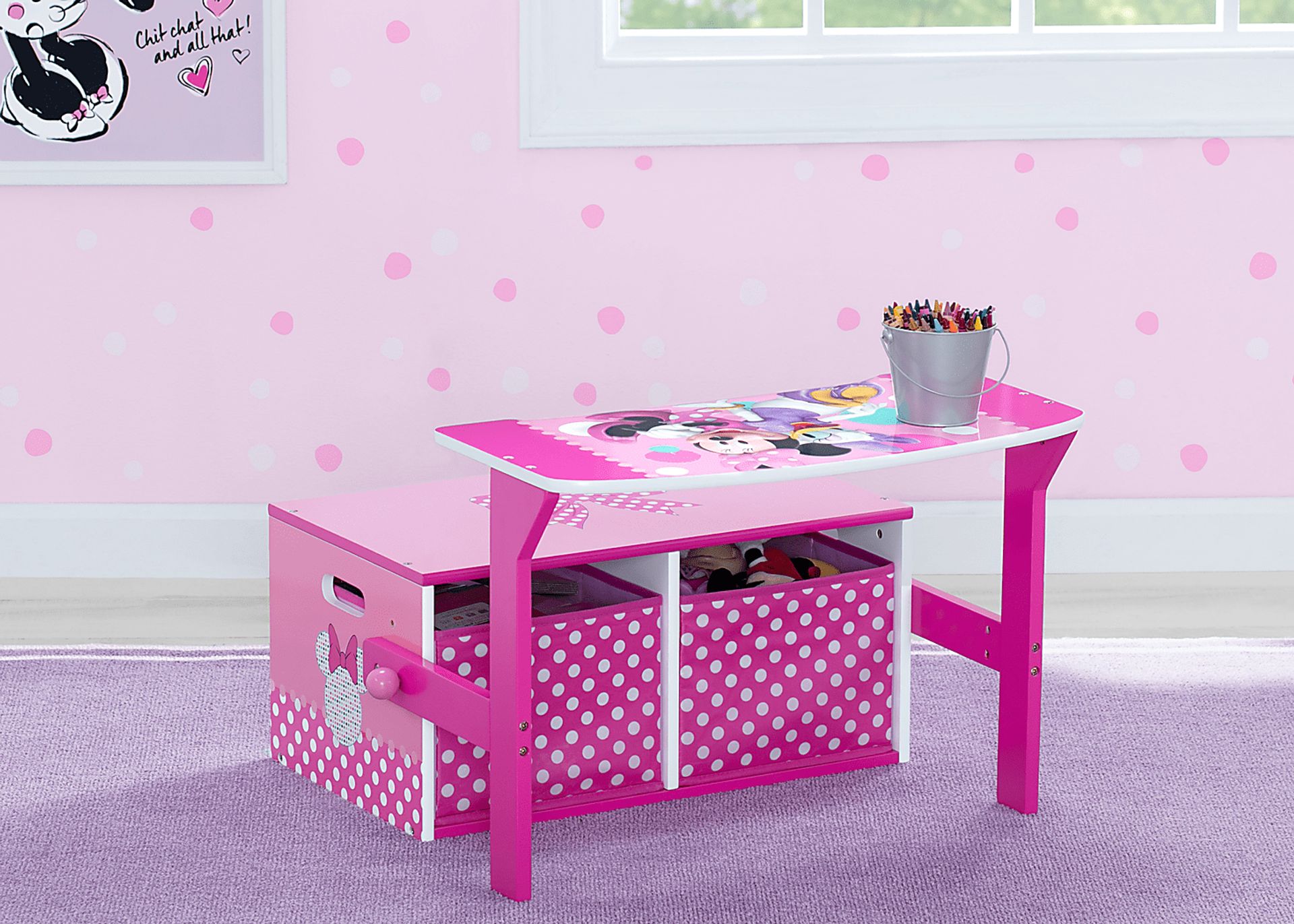 Kids Disney Minnie Mouse Pink Convertible Bench - Image 6