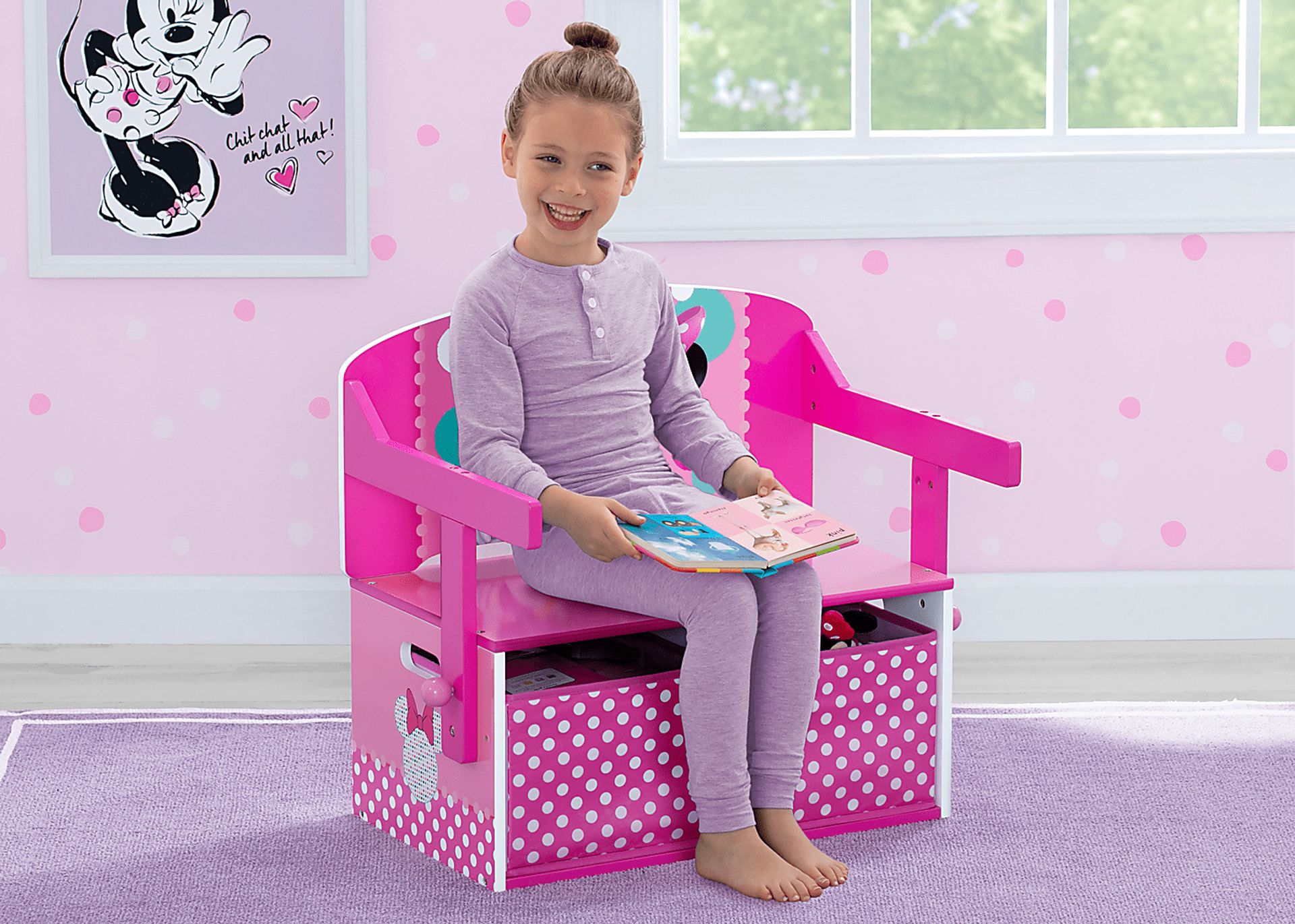 Kids Disney Minnie Mouse Pink Convertible Bench - Image 7