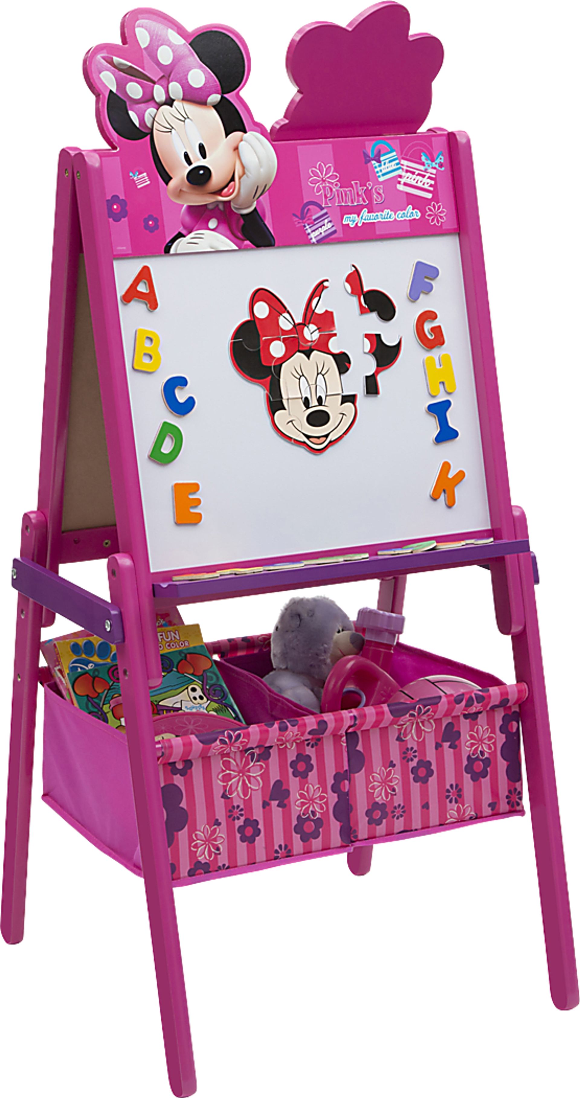 Kids Disney Minnie Mouse Pink Easel with Storage - Image 2