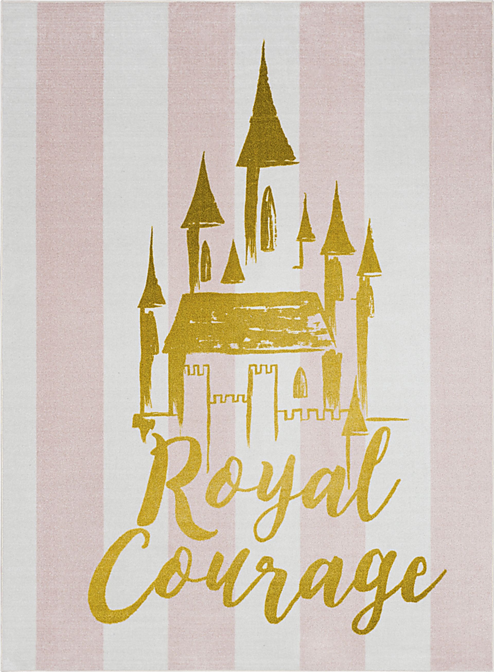 Kids Disney Royal Courage White 5' x 8' Rug - Image 1