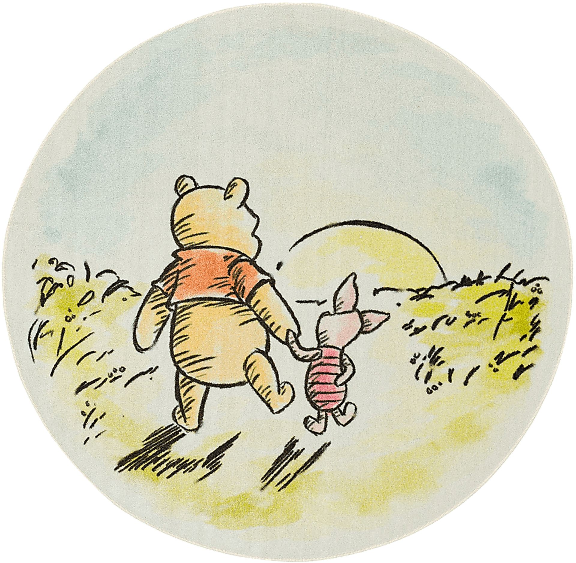 Kids Disney Winnie The Pooh Friendship White 5' Round Rug - Image 1