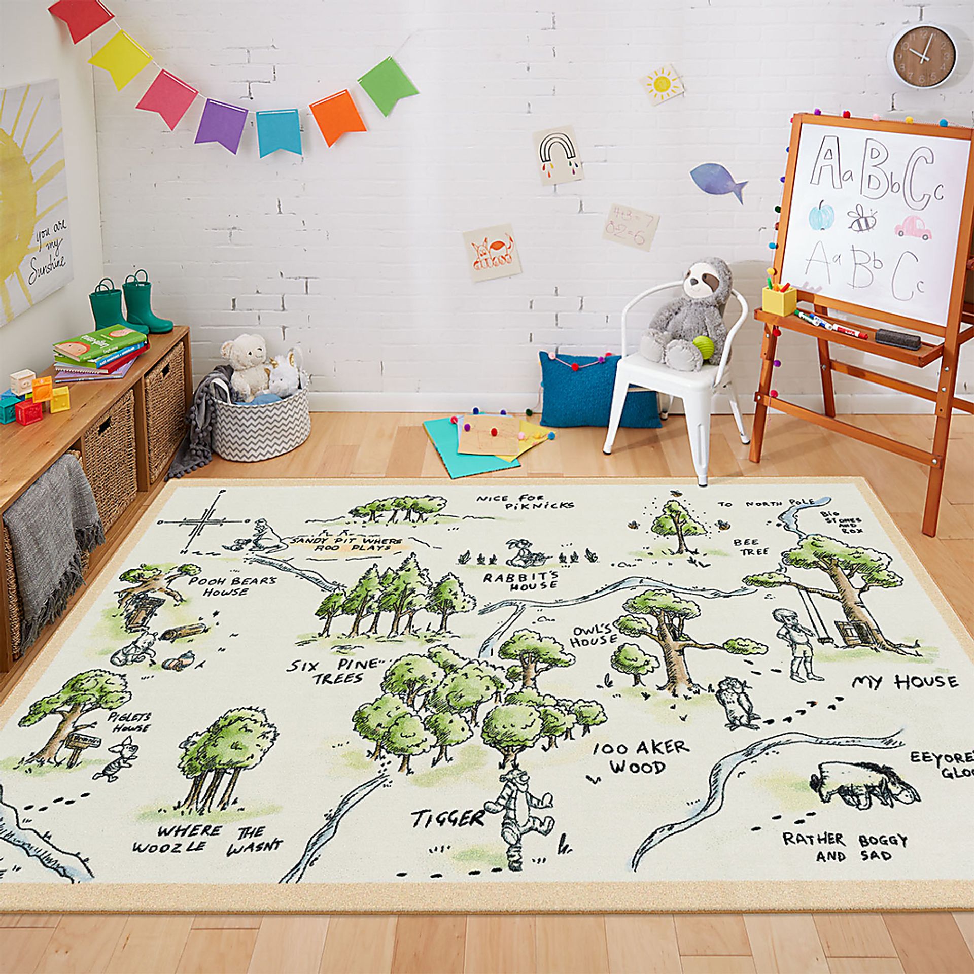 Kids Disney Winnie The Pooh 100 Acre Wood Map White 3' x 5' Rug - Image 4