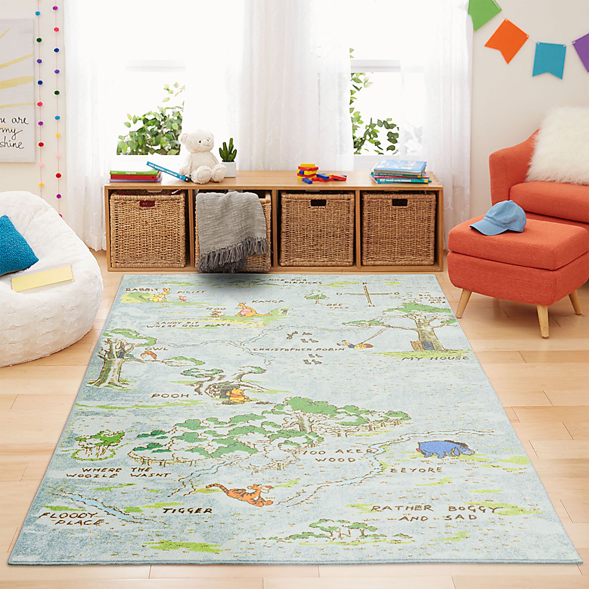 Kids Disney Winnie The Pooh Vintage 100 Acre Wood White 5' x 8' Rug - Image 4