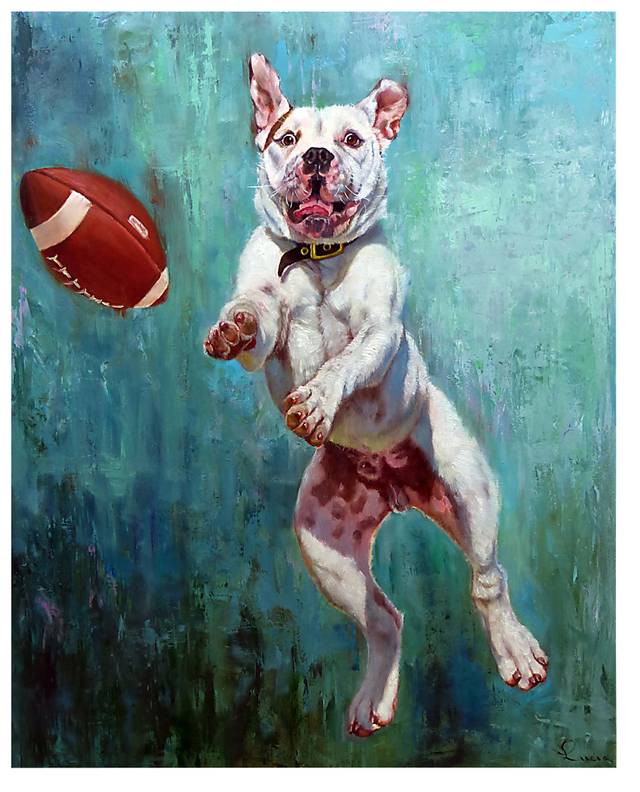 Kids Doggy Catch Blue Artwork - Thumbnail - Image 1