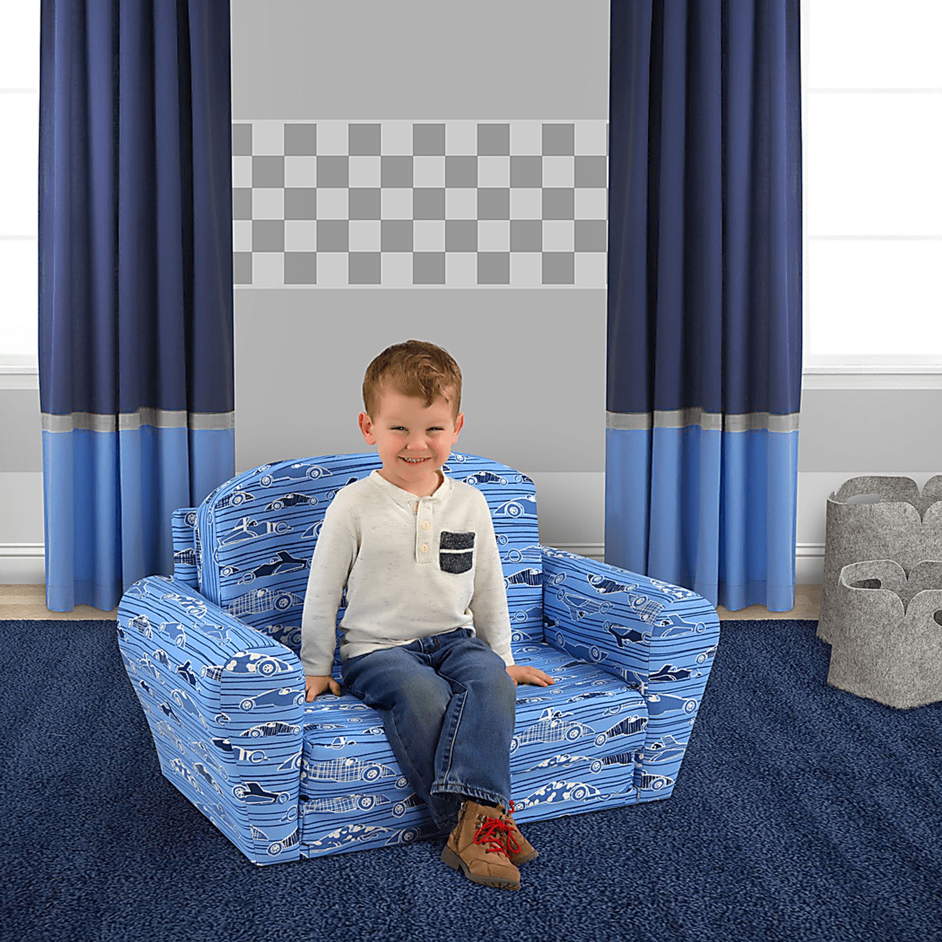 Kids Dream Burrow Blue Sleeper Chair - Image 3